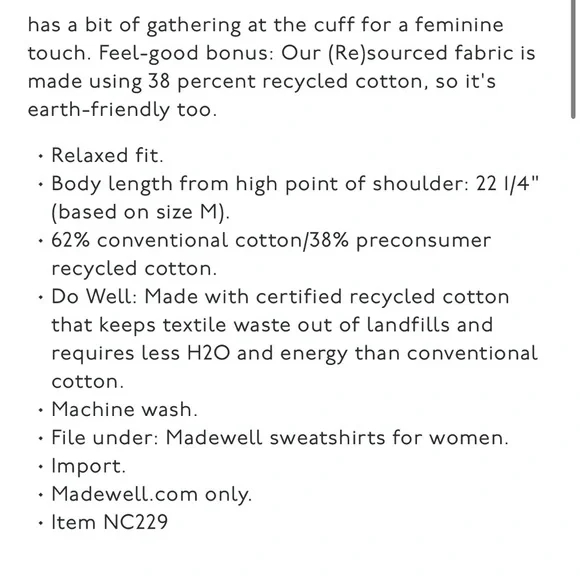 Madewell off-white V-Neck Sweatshirt size M. Oversized. Balloon sleeves - Picture 14 of 16